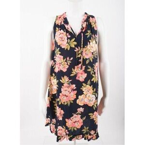 Floral Sleeveless Mini Dress - Black and Pink